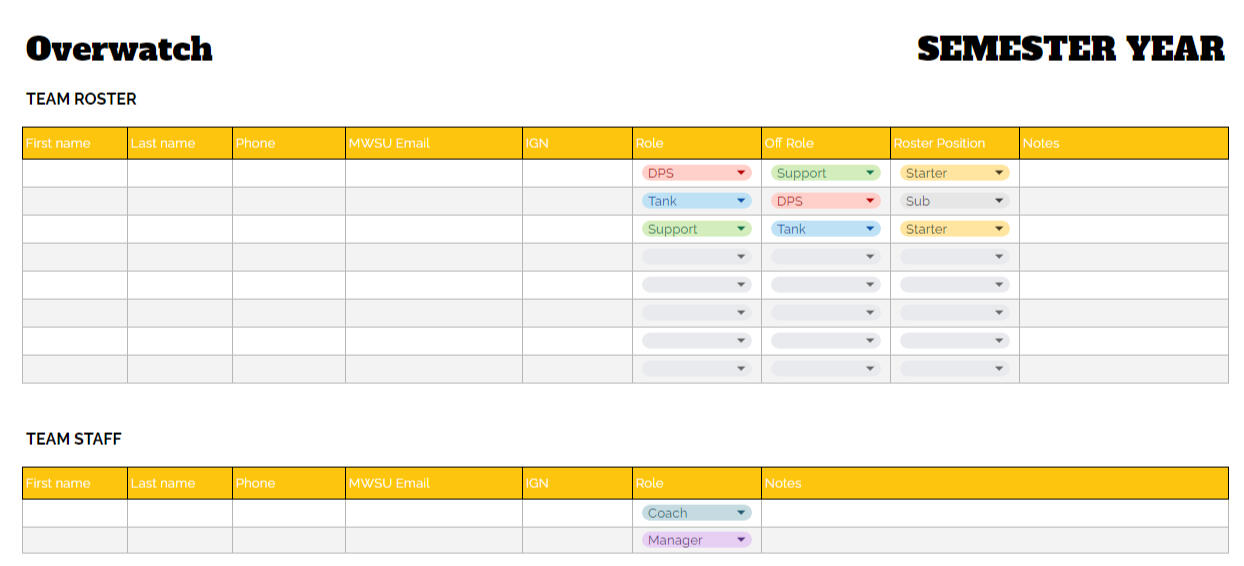 Team Rosters